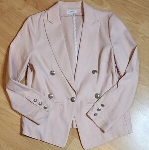 Evereve Lenox Cotton Double Breasted Blazer Blush Pink Size Small